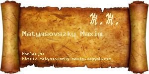 Matyasovszky Maxim névjegykártya